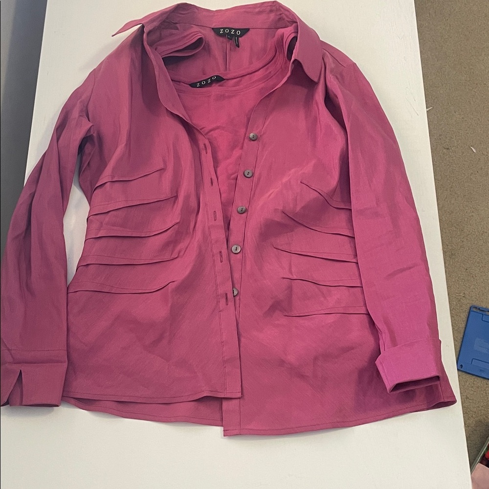 Zoe Pink Button-Up Blouse